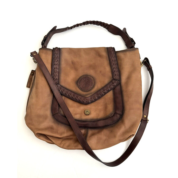 Pikolinos Messenger Crossbody Bag Brown Rustic Leather Shoulder Tote Large NWOT - Picture 1 of 14